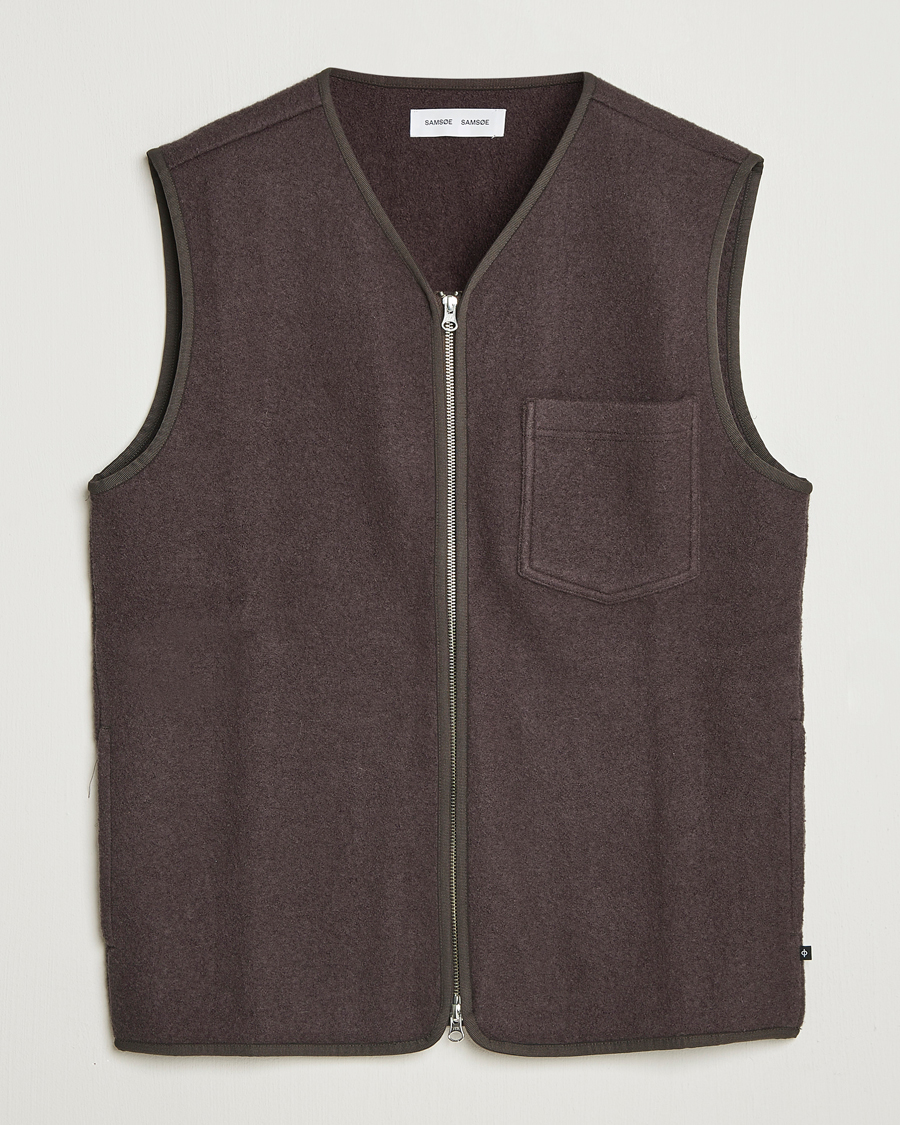 Mies | Takit | Samsøe Samsøe | Hannes Boiled Wool Vest Turkish Coffee
