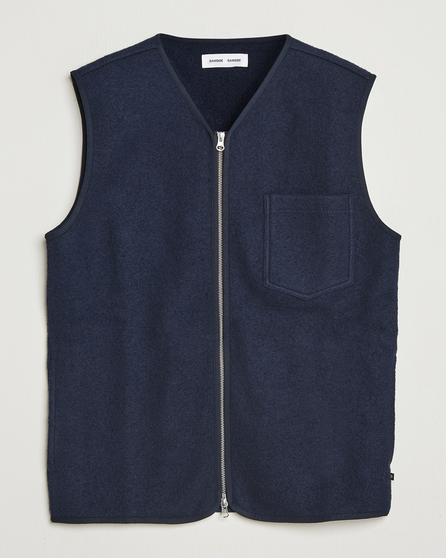 Mies | Ulkoliivit | Samsøe Samsøe | Hannes Boiled Wool Vest Salute Navy