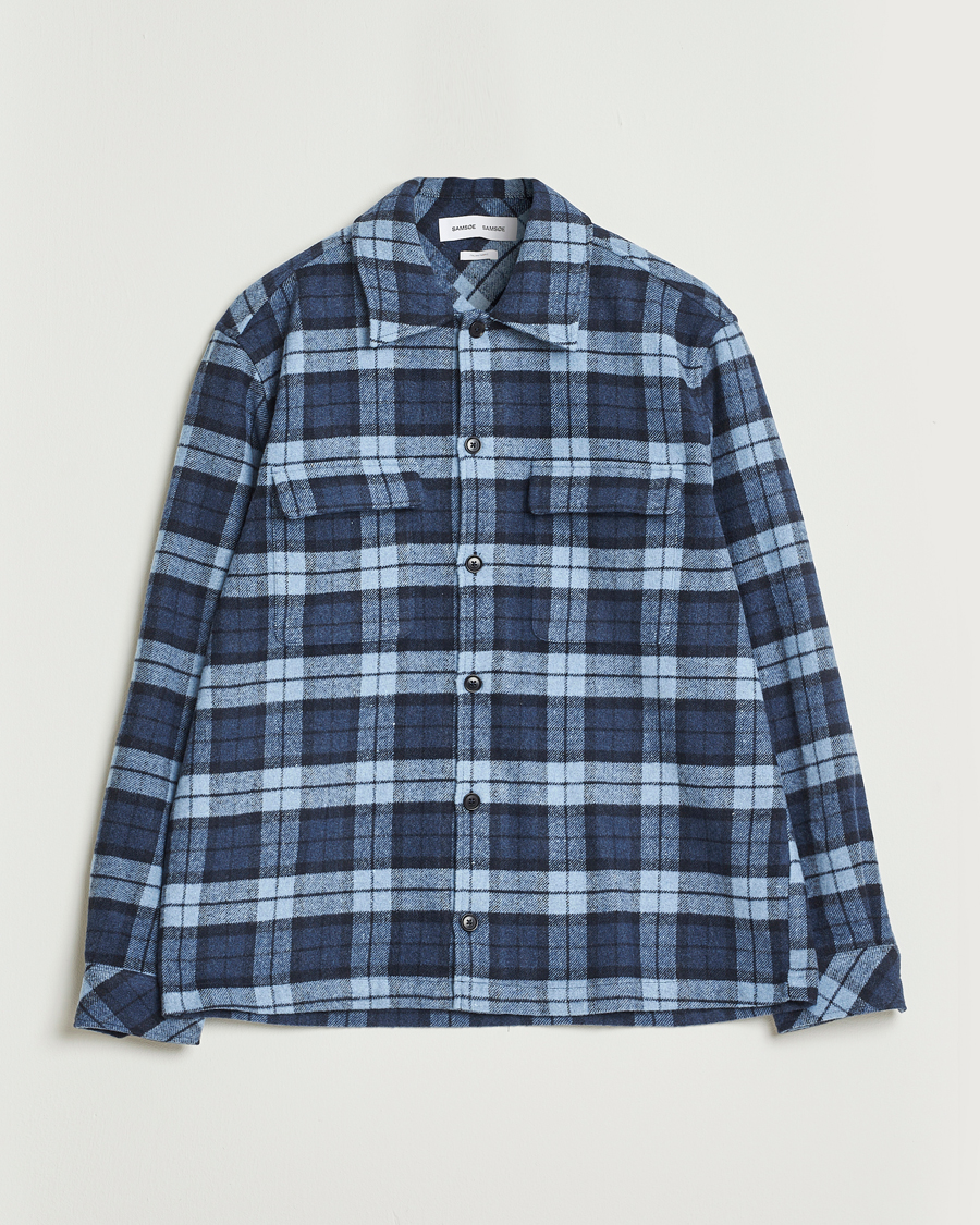 Mies | Kauluspaidat | Samsøe Samsøe | Castor Checked Overshirt Stellar Blue
