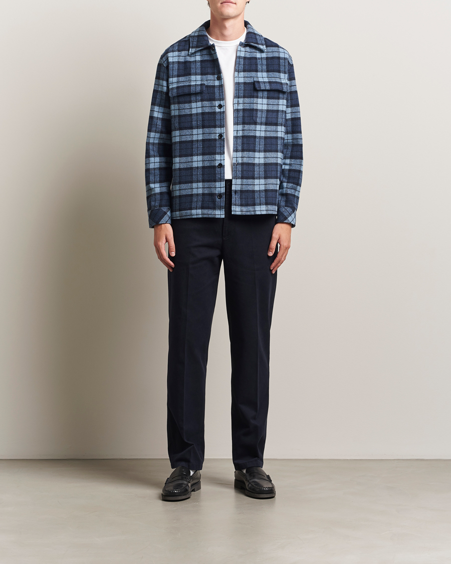 Mies | Kauluspaidat | Samsøe Samsøe | Castor Checked Overshirt Stellar Blue
