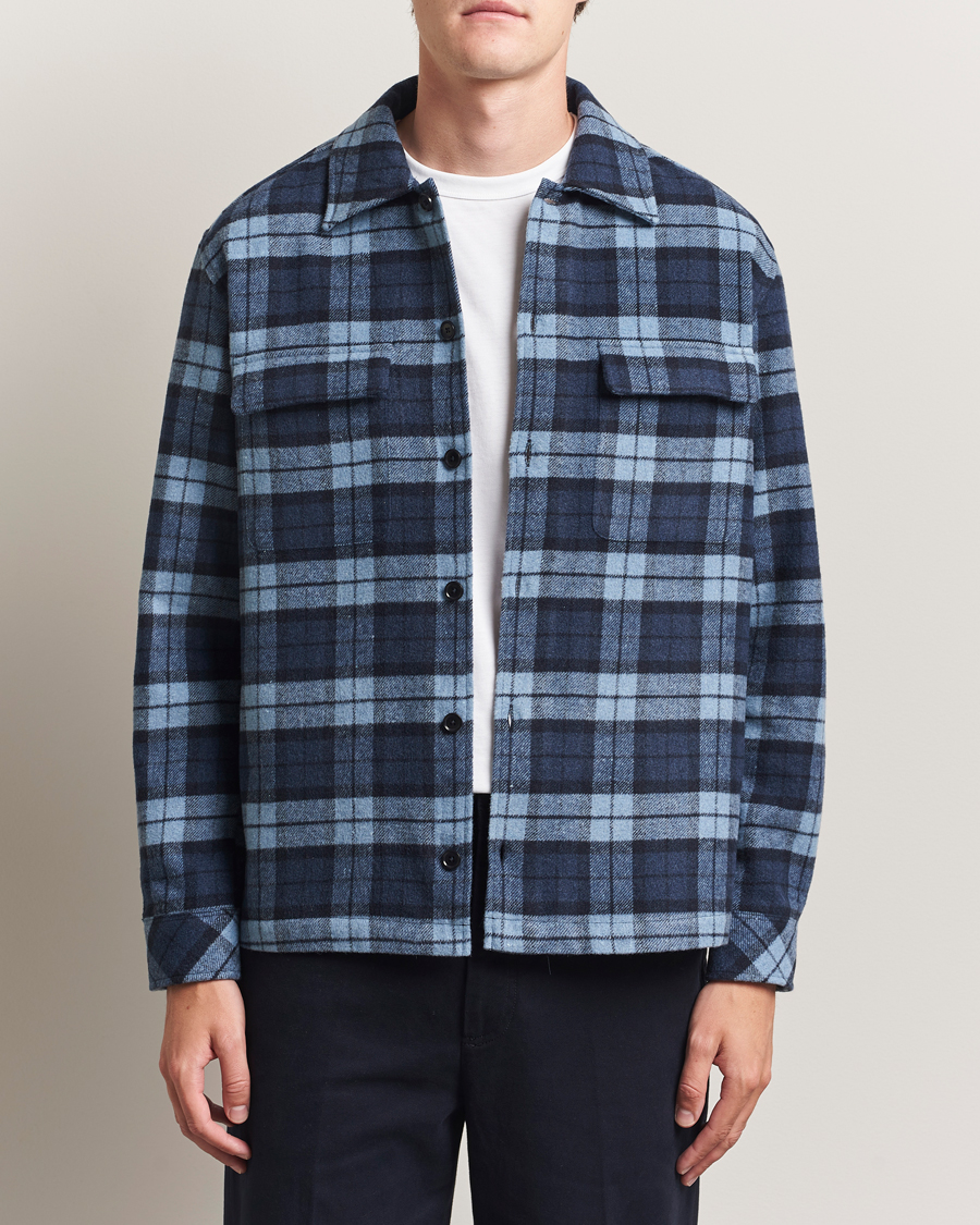 Mies | Kauluspaidat | Samsøe Samsøe | Castor Checked Overshirt Stellar Blue