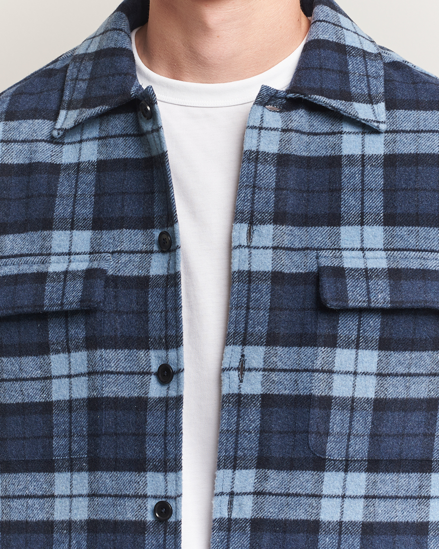Mies | Kauluspaidat | Samsøe Samsøe | Castor Checked Overshirt Stellar Blue