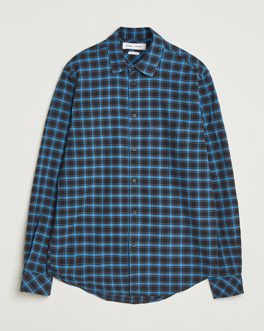 Mies | Kauluspaidat | Samsøe Samsøe | Liam Brushed Cotton Checked Shirt Turkish Coffee