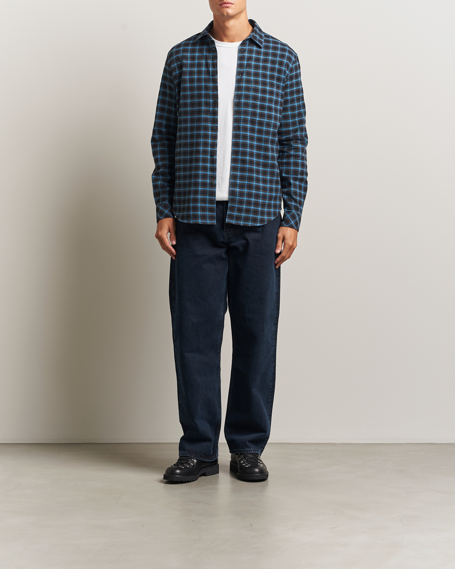 Mies | Kauluspaidat | Samsøe Samsøe | Liam Brushed Cotton Checked Shirt Turkish Coffee