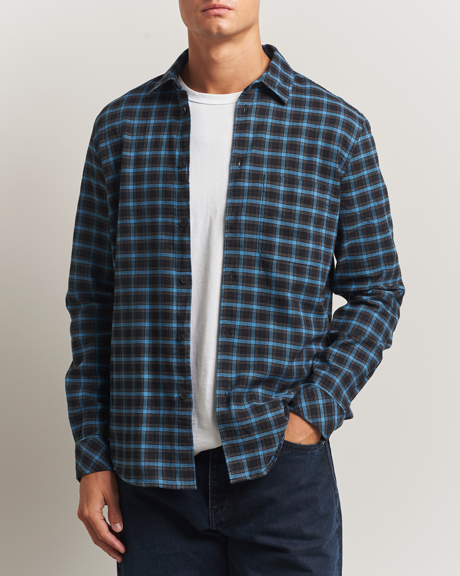 Mies | Kauluspaidat | Samsøe Samsøe | Liam Brushed Cotton Checked Shirt Turkish Coffee