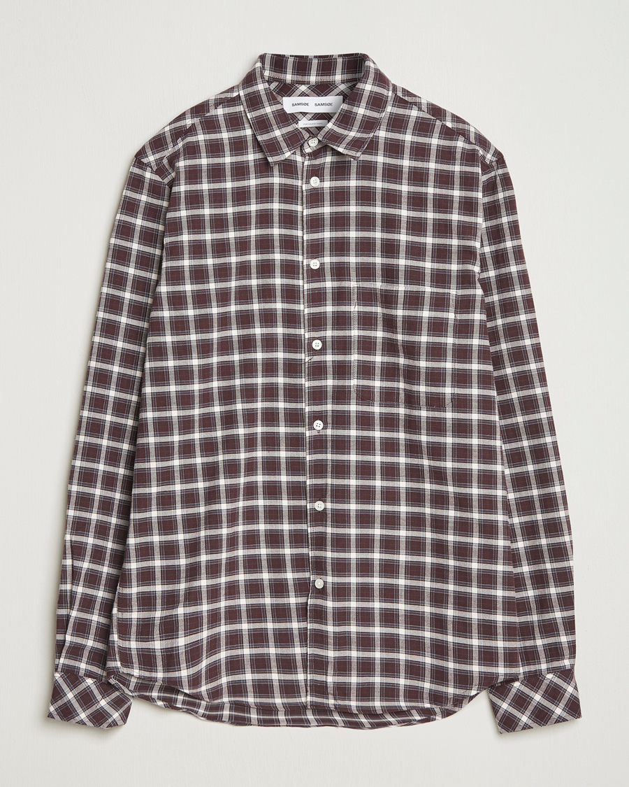 Mies | Kauluspaidat | Samsøe Samsøe | Liam Brushed Cotton Checked Shirt Raisin