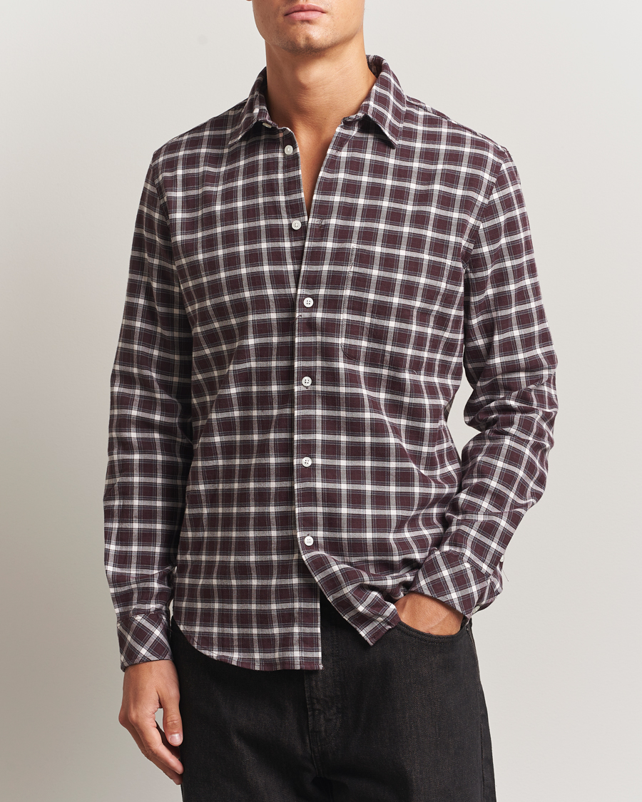 Mies | Kauluspaidat | Samsøe Samsøe | Liam Brushed Cotton Checked Shirt Raisin