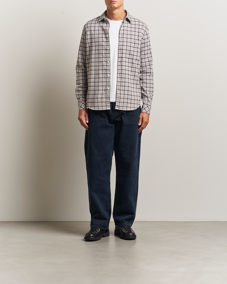 Mies | Kauluspaidat | Samsøe Samsøe | Liam Brushed Cotton Checked Shirt Elephant Skin