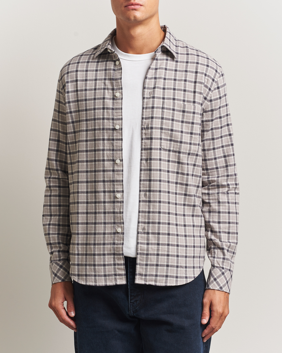 Mies | Kauluspaidat | Samsøe Samsøe | Liam Brushed Cotton Checked Shirt Elephant Skin