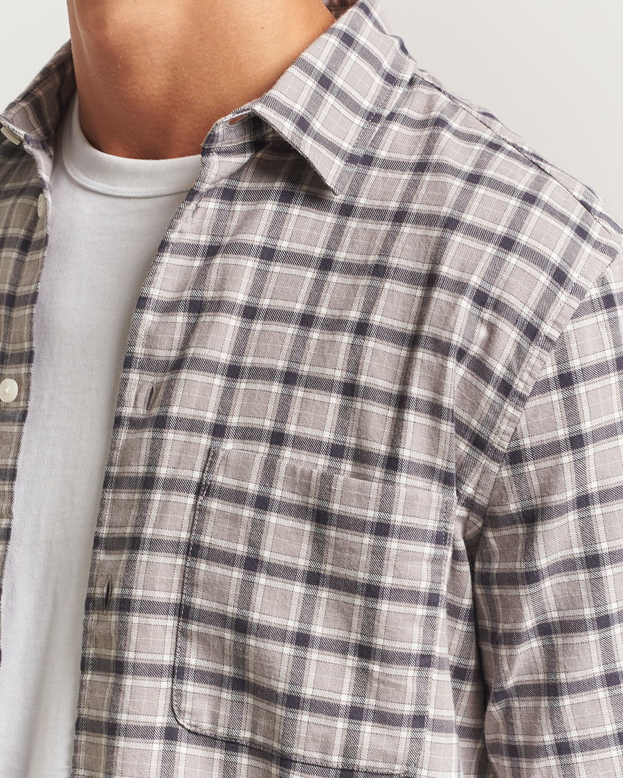 Mies | Kauluspaidat | Samsøe Samsøe | Liam Brushed Cotton Checked Shirt Elephant Skin