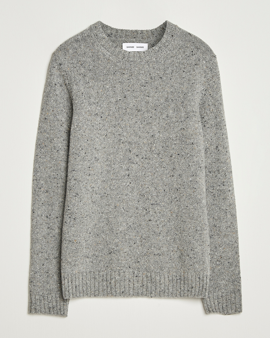 Mies | Puserot | Samsøe Samsøe | Nataniel Donegal Knitted Crew Neck Grey Melange