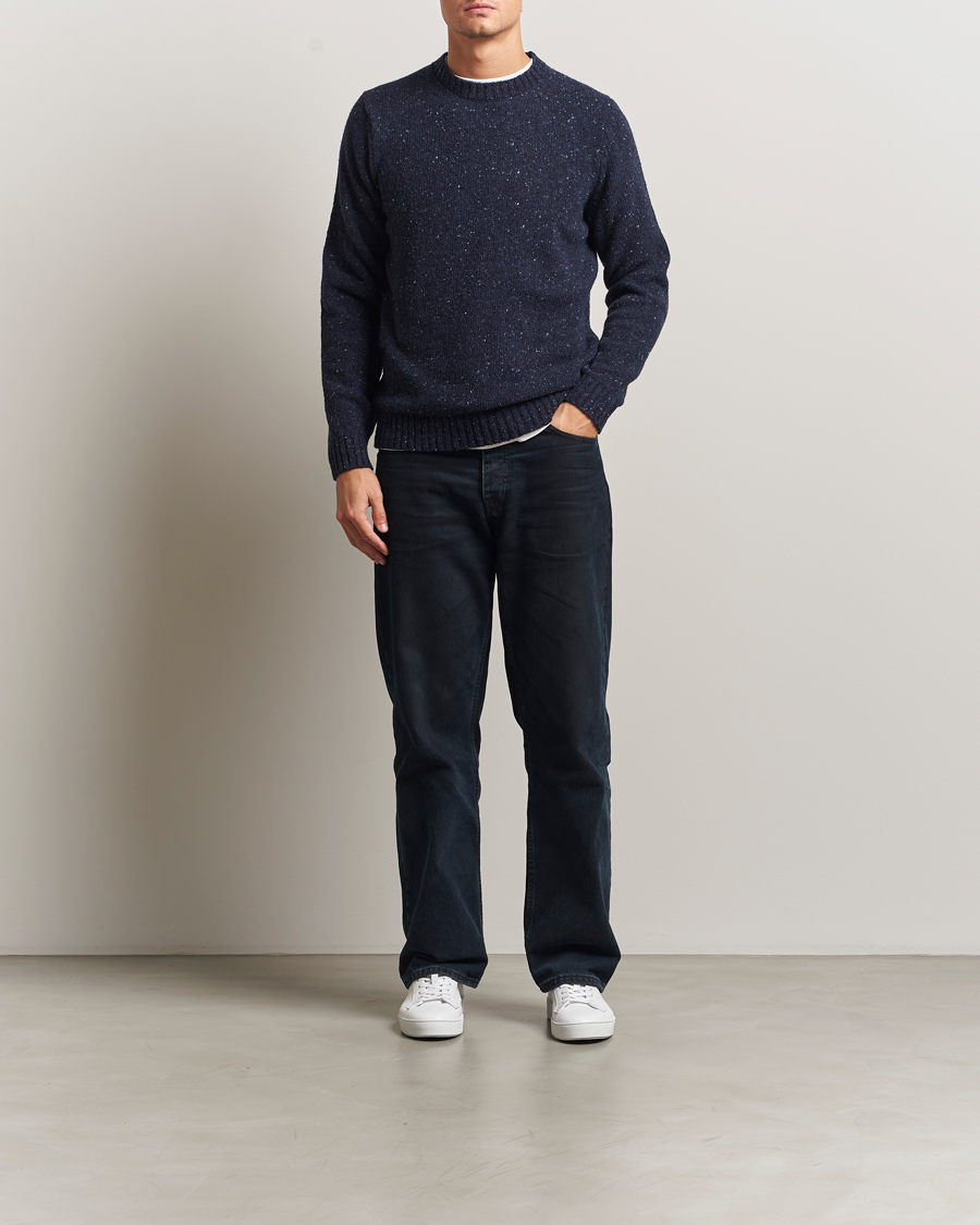 Mies | Puserot | Samsøe Samsøe | Nataniel Donegal Knitted Crew Neck Salute Navy