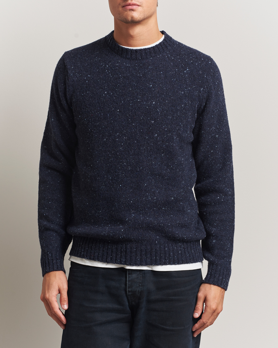 Mies | Puserot | Samsøe Samsøe | Nataniel Donegal Knitted Crew Neck Salute Navy