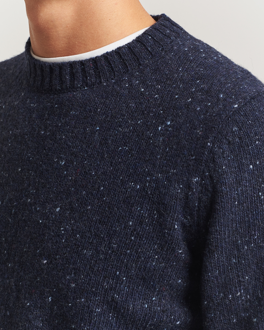 Mies | Puserot | Samsøe Samsøe | Nataniel Donegal Knitted Crew Neck Salute Navy
