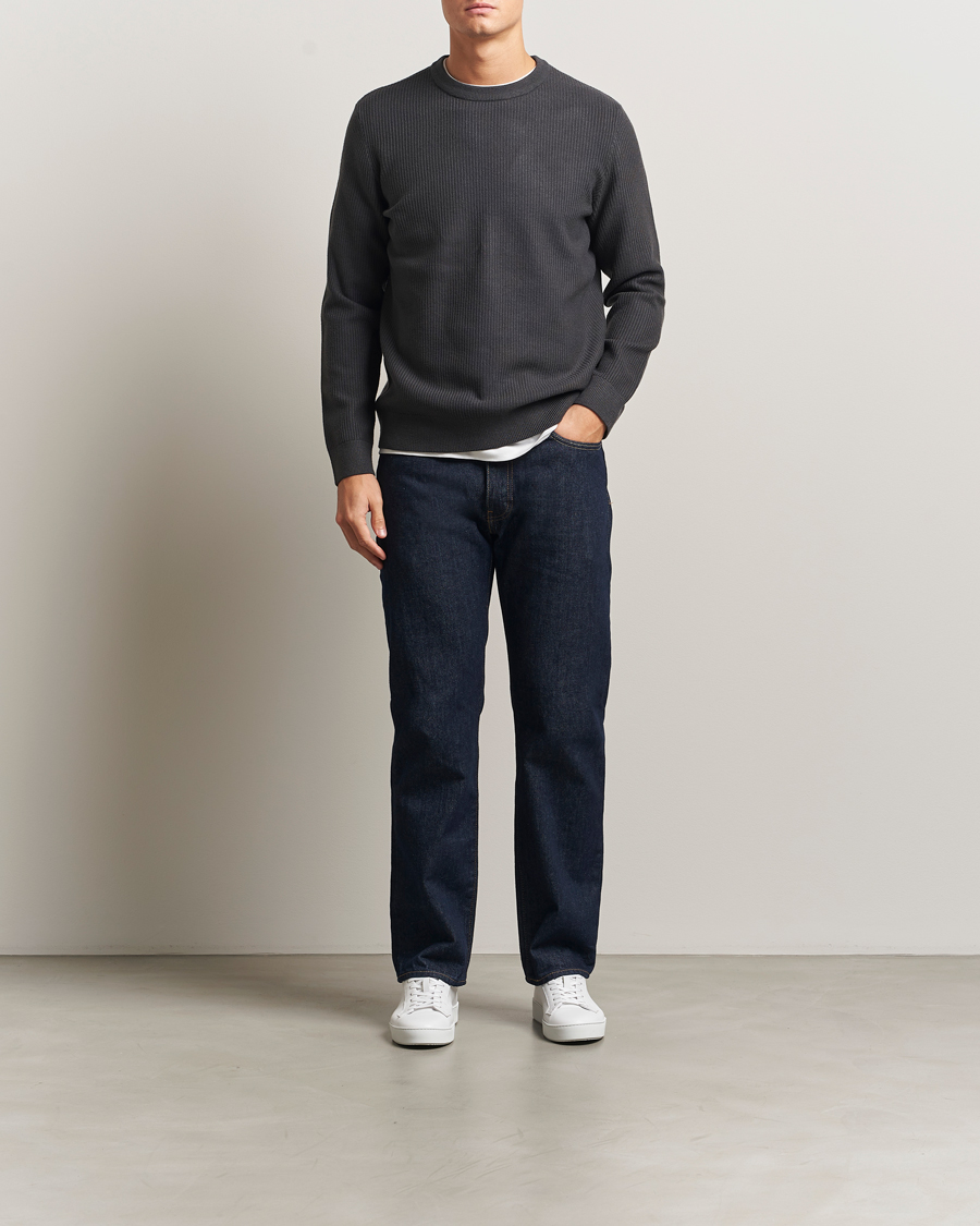 Mies | Puserot | Samsøe Samsøe | Dem Structured Knitted Crew Neck Black Oyster