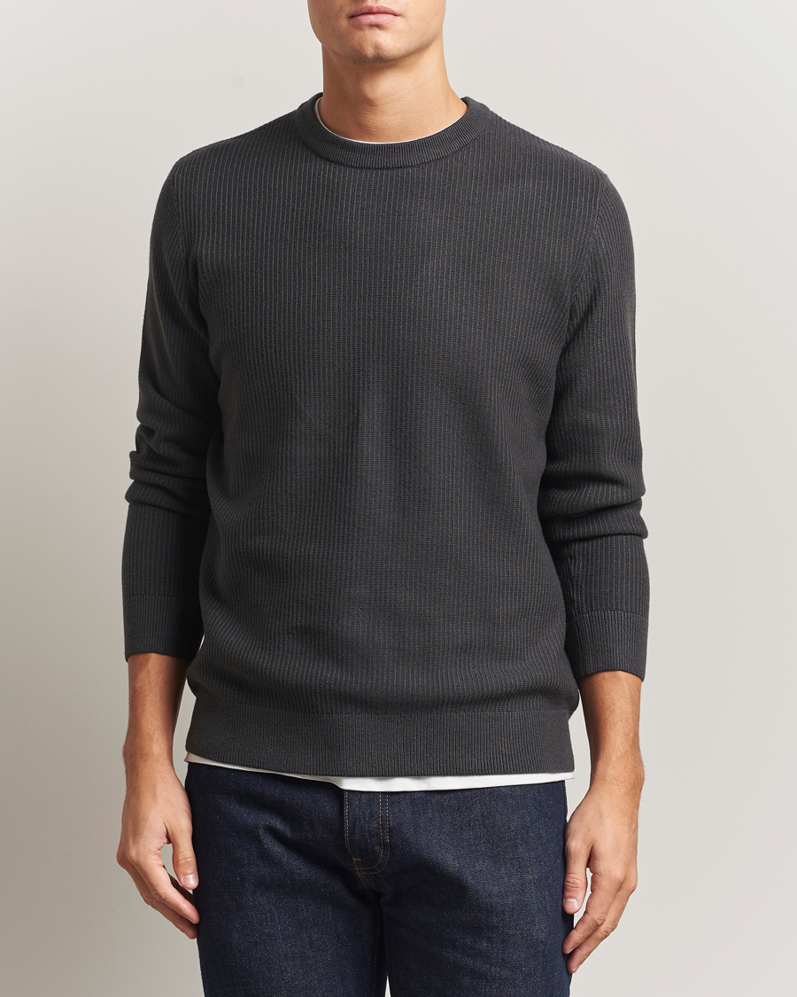 Mies | Puserot | Samsøe Samsøe | Dem Structured Knitted Crew Neck Black Oyster