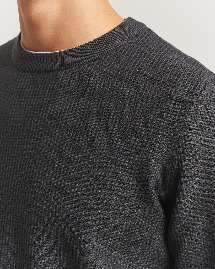 Mies | Puserot | Samsøe Samsøe | Dem Structured Knitted Crew Neck Black Oyster