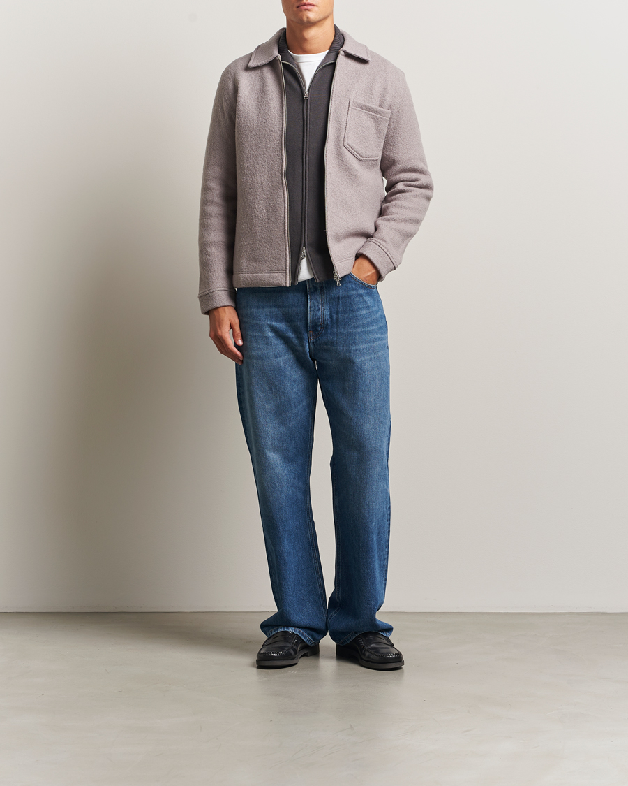 Mies | Puserot | Samsøe Samsøe | Hannes Boiled Wool Full Zip Elephant Skin