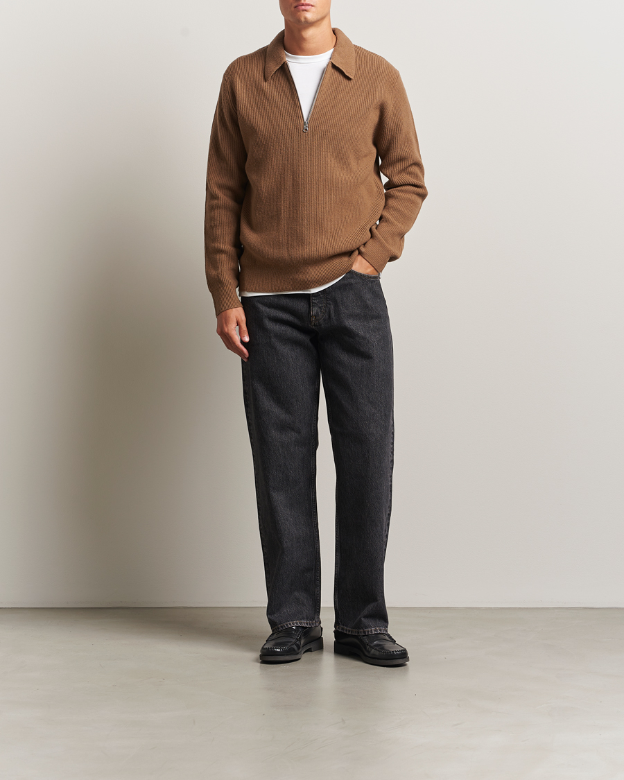 Mies | Puserot | Samsøe Samsøe | Isak Knitted Half Zip Polo Otter Brown