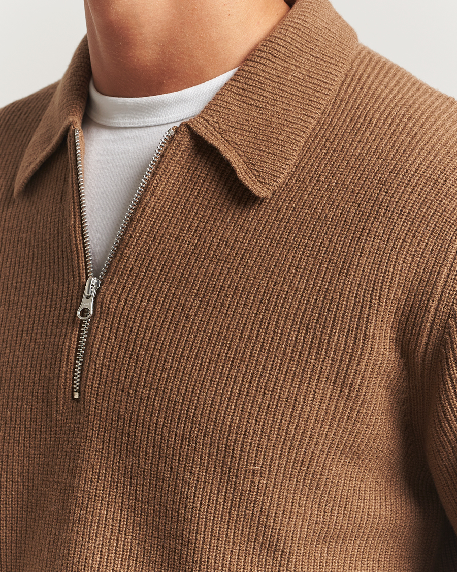 Mies | Puserot | Samsøe Samsøe | Isak Knitted Half Zip Polo Otter Brown