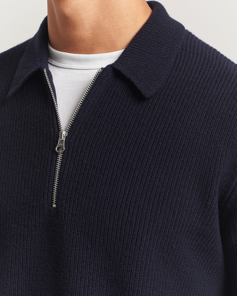 Mies | Puserot | Samsøe Samsøe | Isak Knitted Half Zip Polo Salute Navy