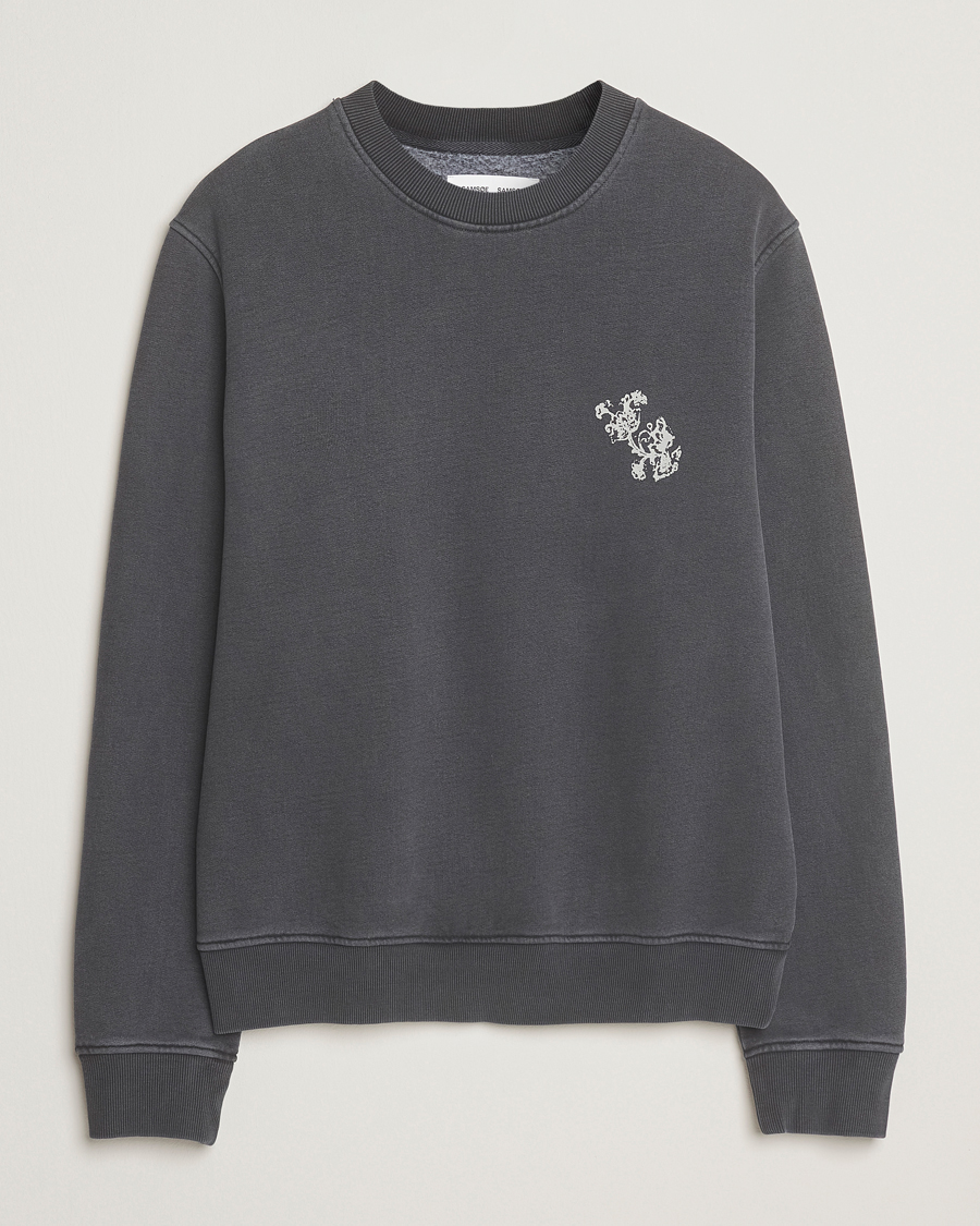 Mies | Puserot | Samsøe Samsøe | Phil Printed Crew Neck Sweatshirt Washed Black