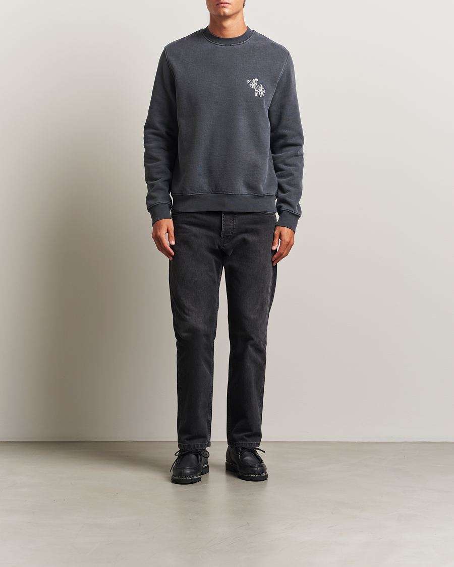 Mies | Puserot | Samsøe Samsøe | Phil Printed Crew Neck Sweatshirt Washed Black