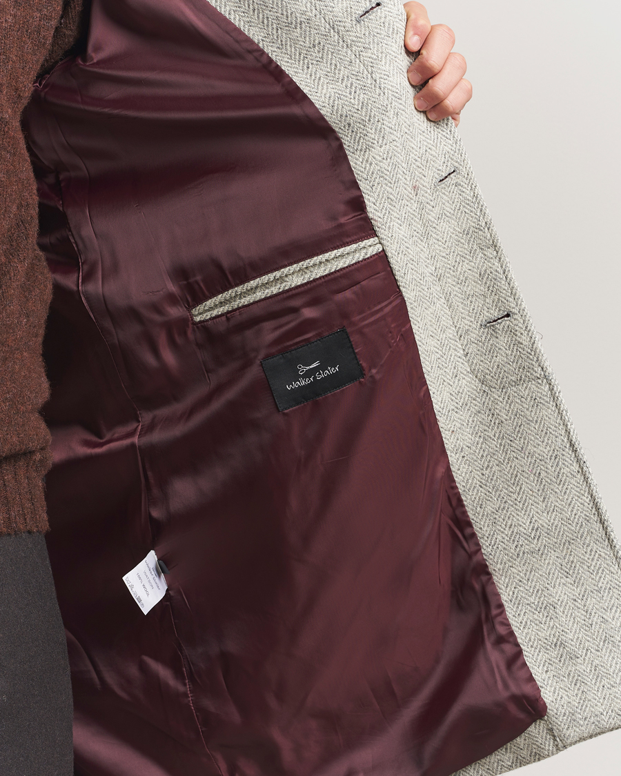 Mies | Takit | Walker Slater | Watson Harris Tweed Herringbone Coat Light Grey