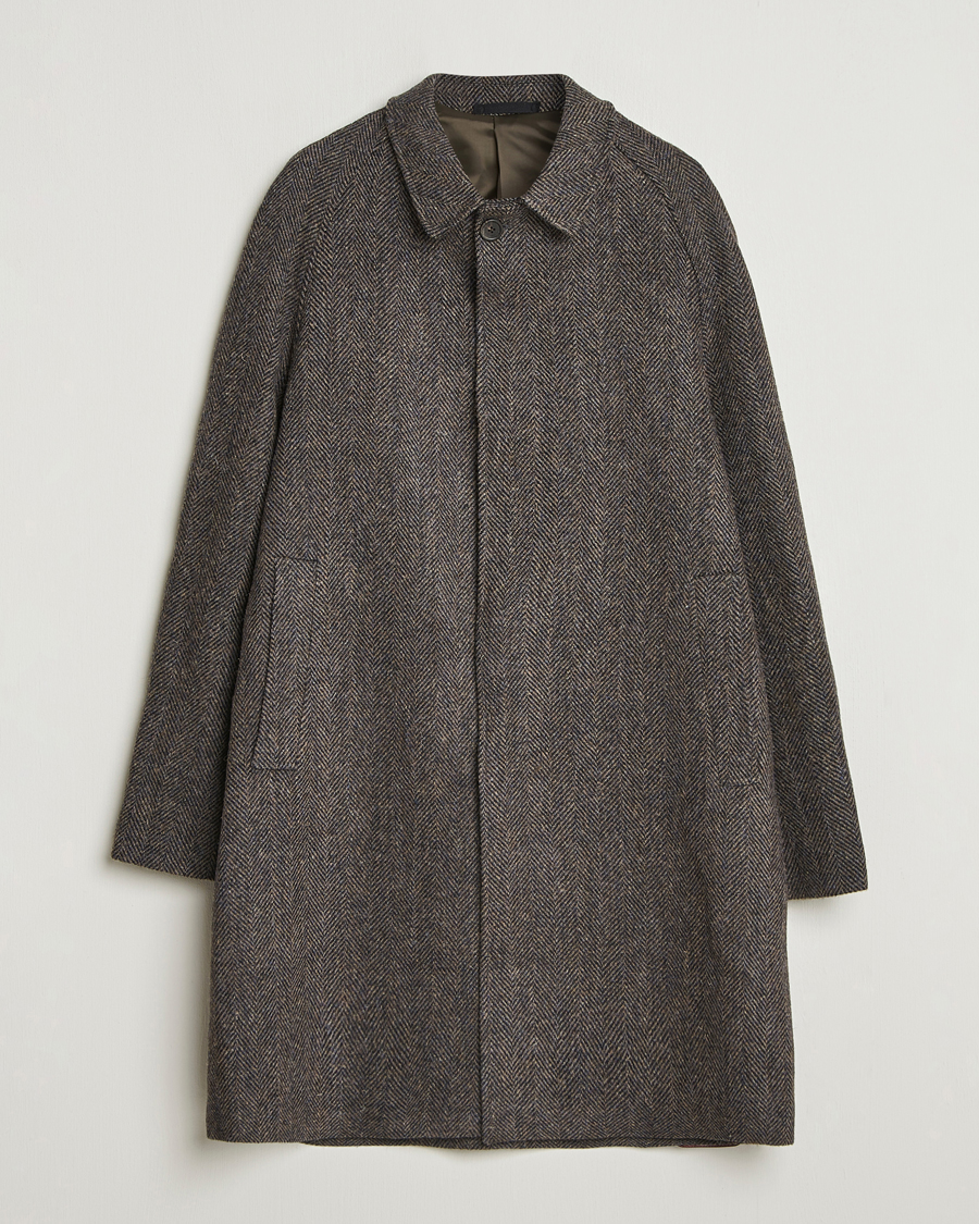 Mies | Takit | Walker Slater | Watson Harris Tweed Herringbone Coat Dark Brown