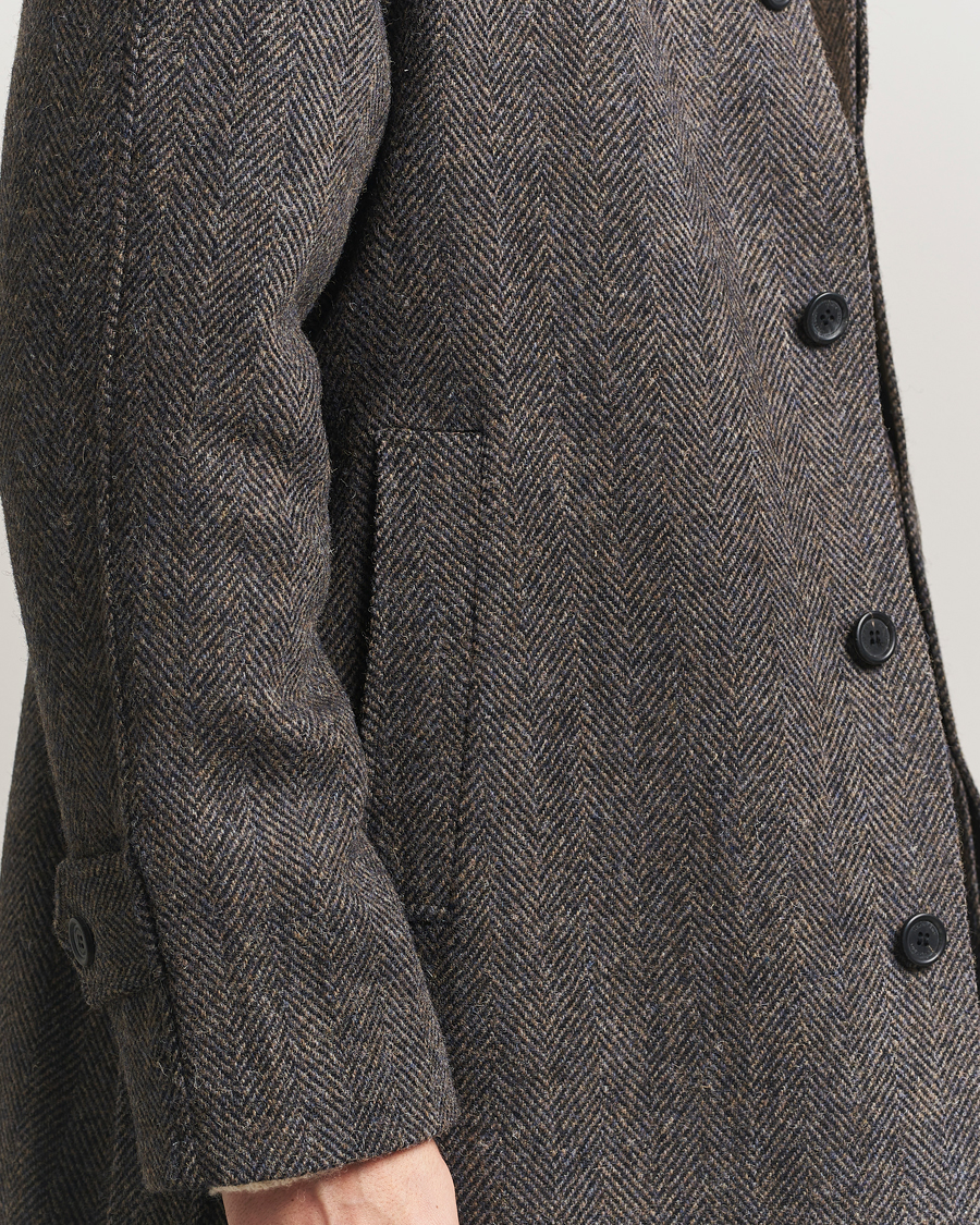Mies | Takit | Walker Slater | Watson Harris Tweed Herringbone Coat Dark Brown
