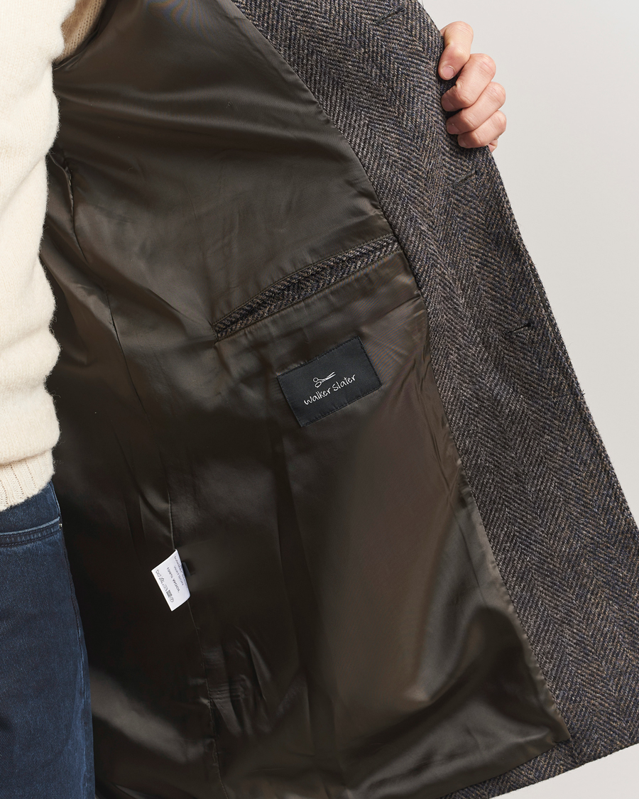 Mies | Takit | Walker Slater | Watson Harris Tweed Herringbone Coat Dark Brown
