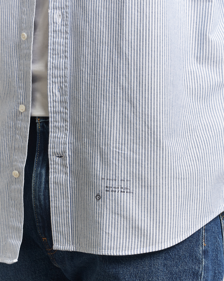 Mies | Kauluspaidat | GANT 240 Mulberry Street | Relaxed Fit US Striped Oxford Shirt Blue Water