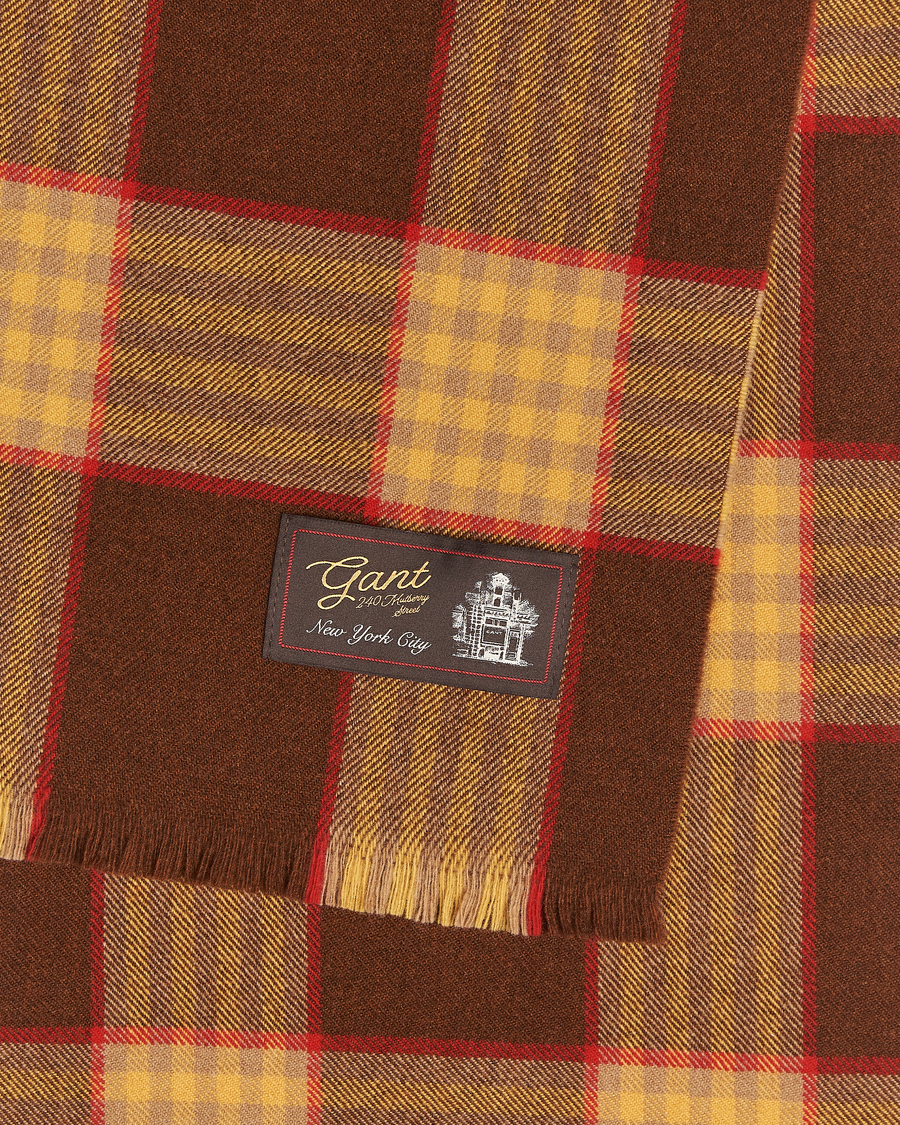 Mies | GANT 240 Mulberry Street Wool Checked Scarf Mahogany Brown | GANT 240 Mulberry Street | Wool Checked Scarf Mahogany Brown
