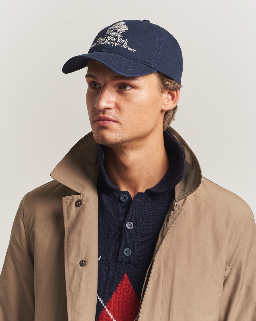 Mies | GANT 240 Mulberry Street Washed Twill Cap Evening Blue | GANT 240 Mulberry Street | Washed Twill Cap Evening Blue