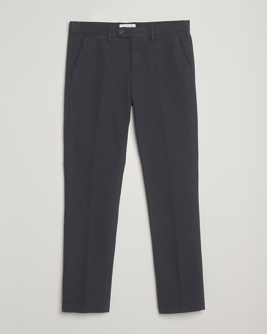 Mies | Housut | Gant | Slim Fit Cotton Herringbone Trousers Antracite