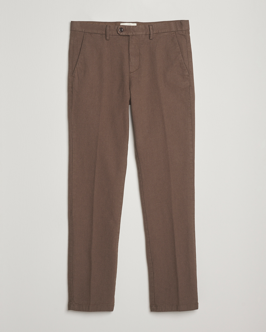 Mies | Housut | Gant | Slim Fit Cotton Herringbone Trousers Rich Brown
