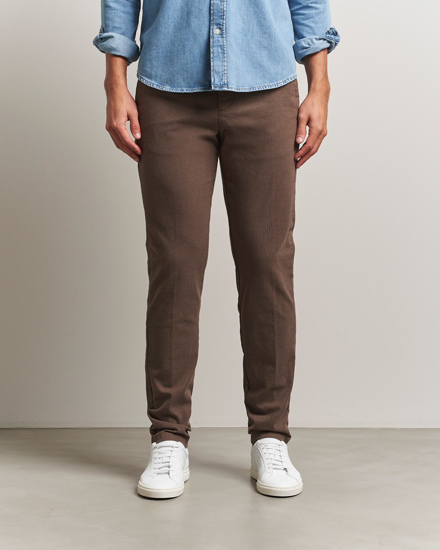 Mies | Housut | Gant | Slim Fit Cotton Herringbone Trousers Rich Brown