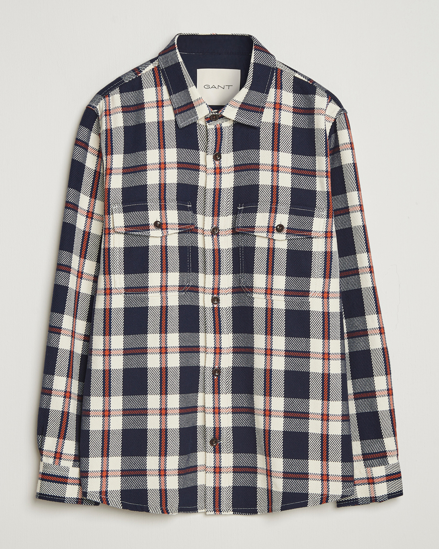 Mies | Kauluspaidat | GANT | Heavy Twill Checked Overshirt Evening Blue