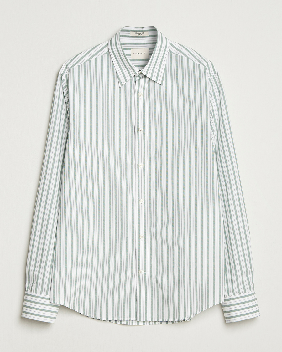 Mies | Kauluspaidat | GANT | Regular Fit Poplin Striped Shirt Forest Green