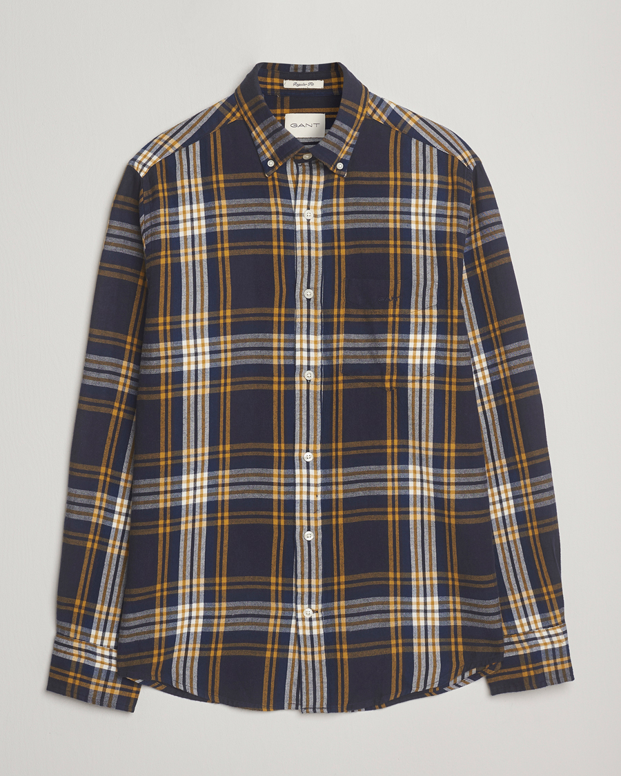 Mies | Kauluspaidat | GANT | Regular Fit Checked Flannel Shirt Evening Blue