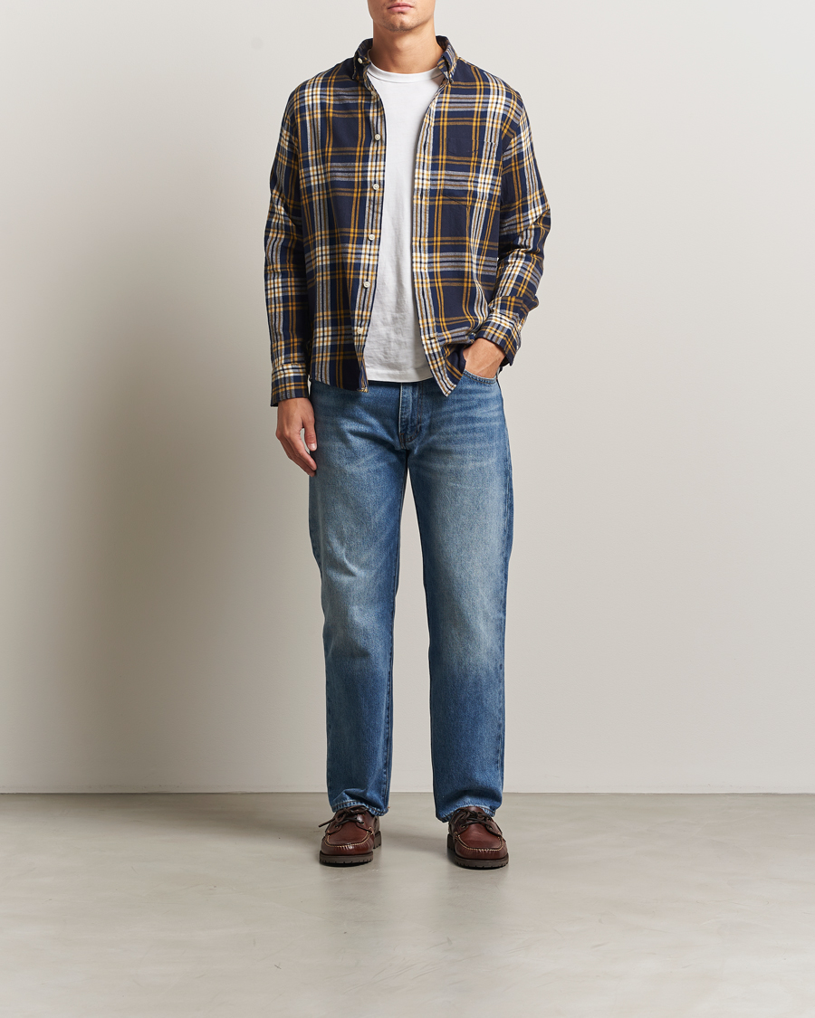 Mies | Kauluspaidat | GANT | Regular Fit Checked Flannel Shirt Evening Blue