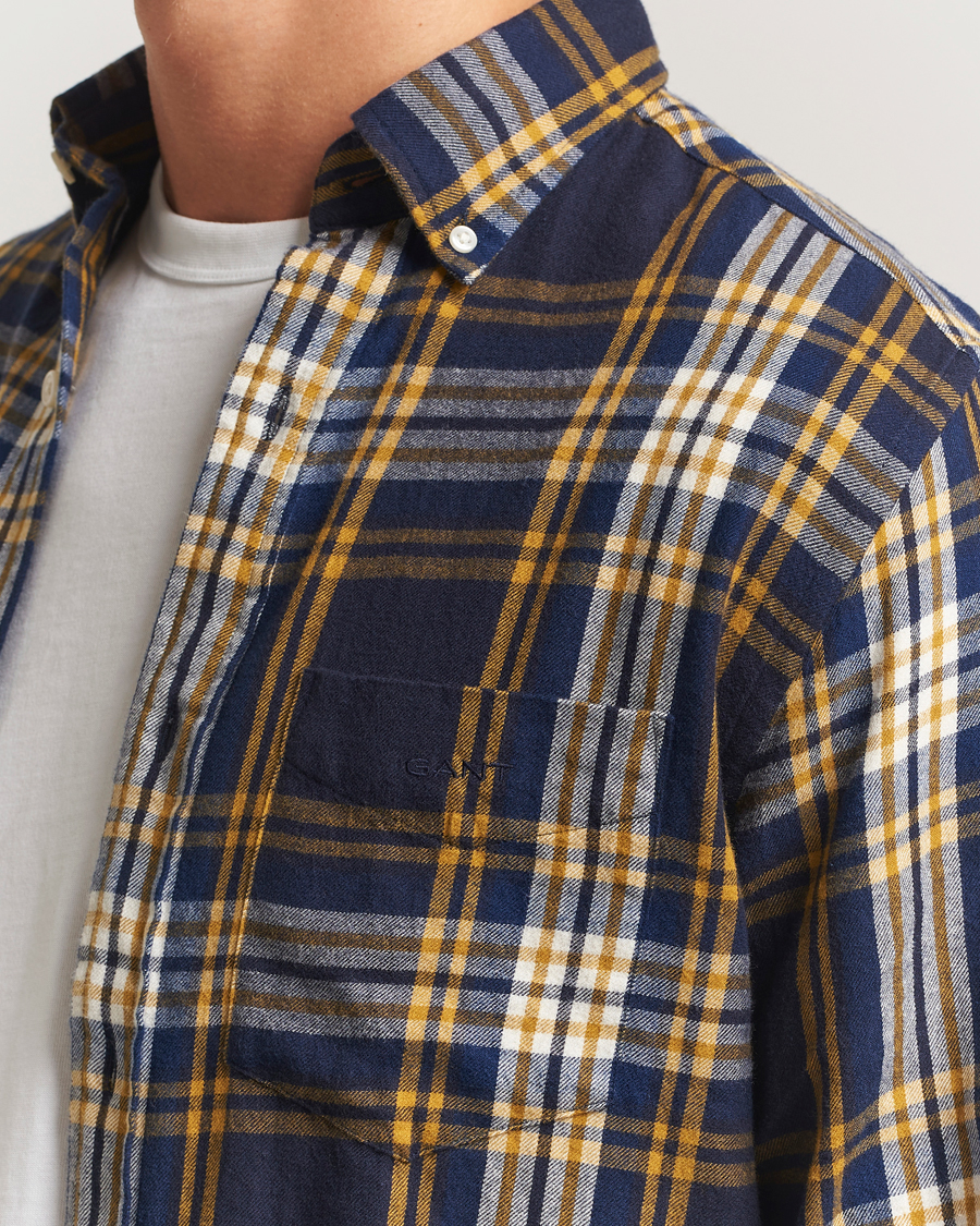 Mies | Kauluspaidat | GANT | Regular Fit Checked Flannel Shirt Evening Blue