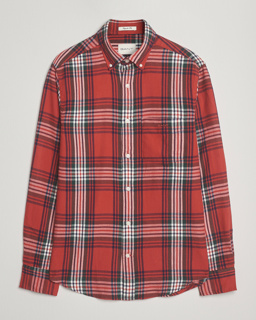 Mies | Kauluspaidat | GANT | Regular Fit Checked Flannel Shirt Modern Rust