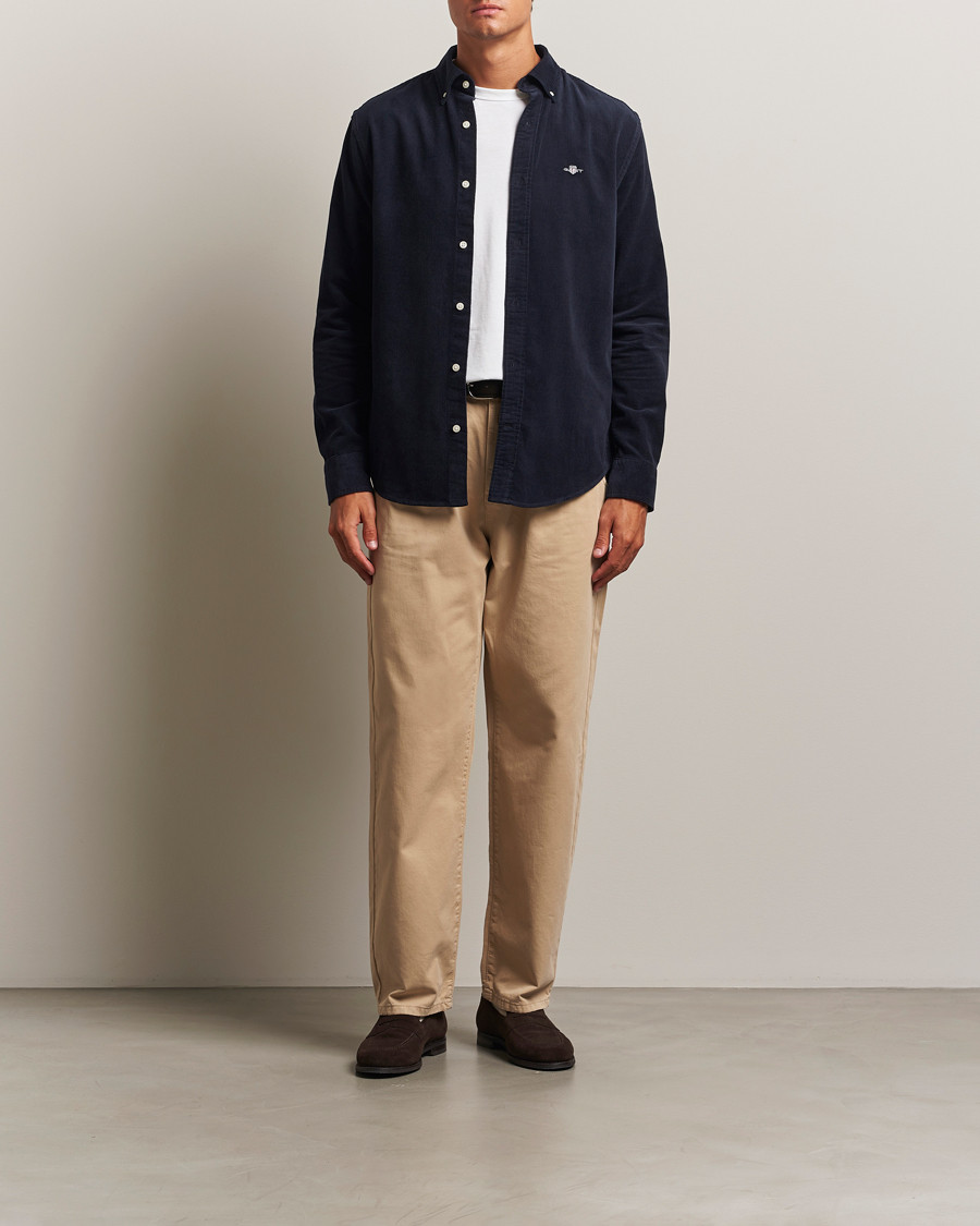 Mies | Kauluspaidat | Gant | Regular Fit Corduroy Shirt Evening Blue