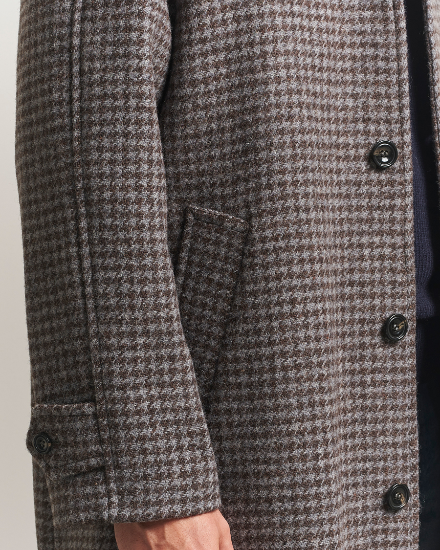 Mies | Takit | GANT | Wool Balmacaan Houndstooth Coat Deep Brown