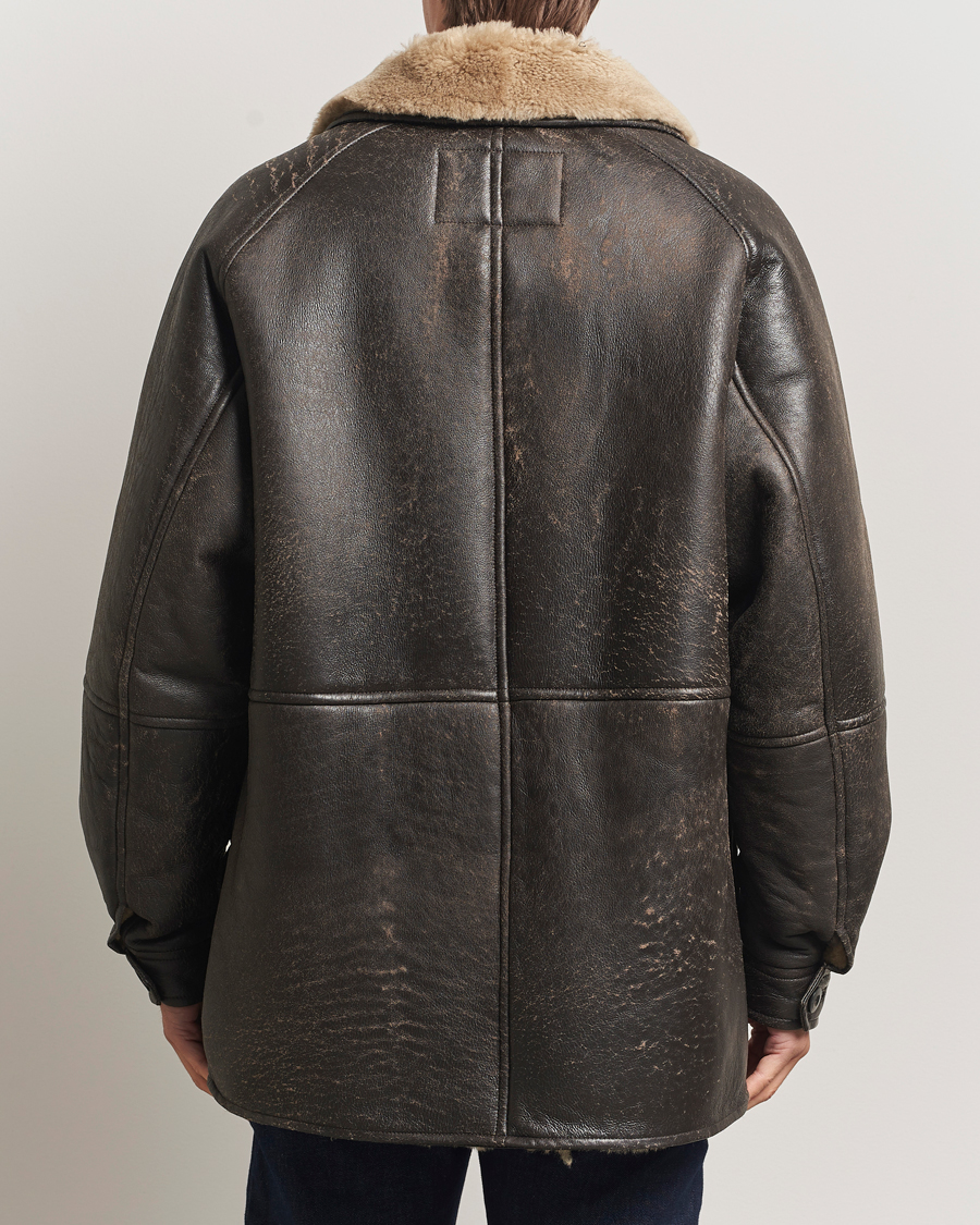 Mies | Takit | GANT | Worn In Leather Shearling Jacket Deep Brown