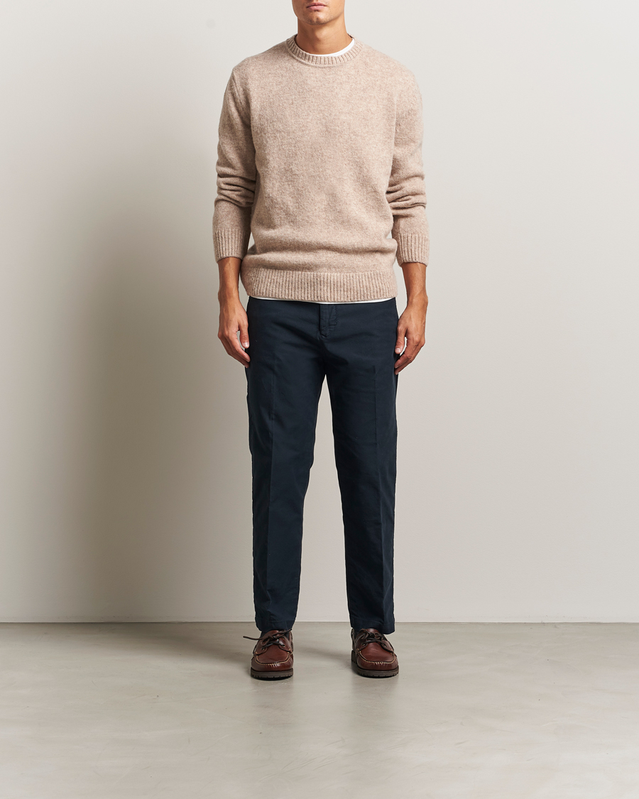 Mies | Puserot | Gant | Scottish Wool Knitted Crew Neck Sweater Khaki Melange