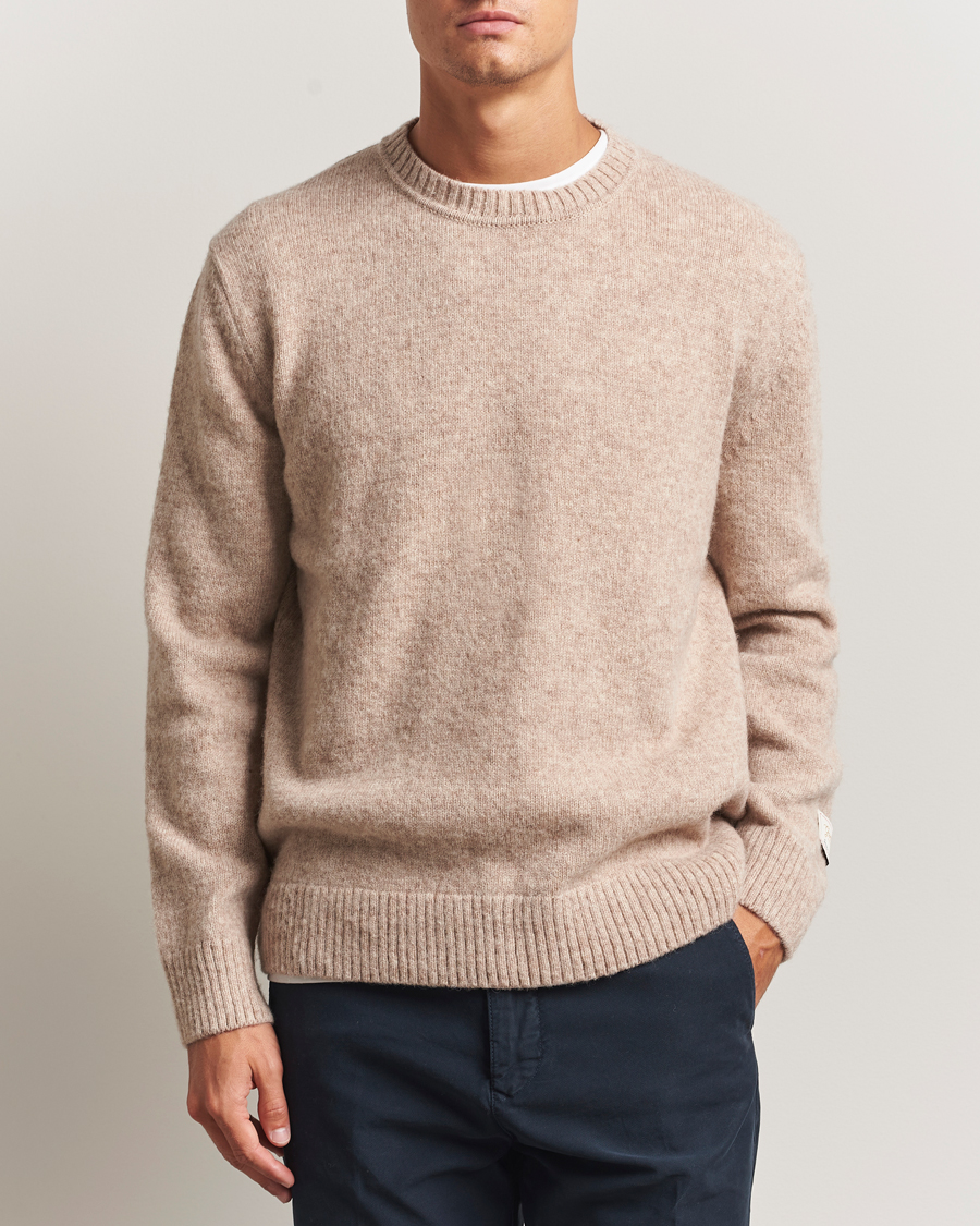 Mies | Puserot | Gant | Scottish Wool Knitted Crew Neck Sweater Khaki Melange