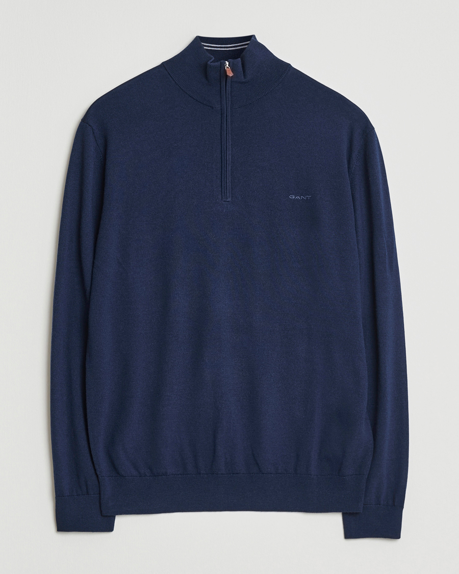 Mies | Puserot | Gant | Extrafine Merino Wool Half Zip Marine