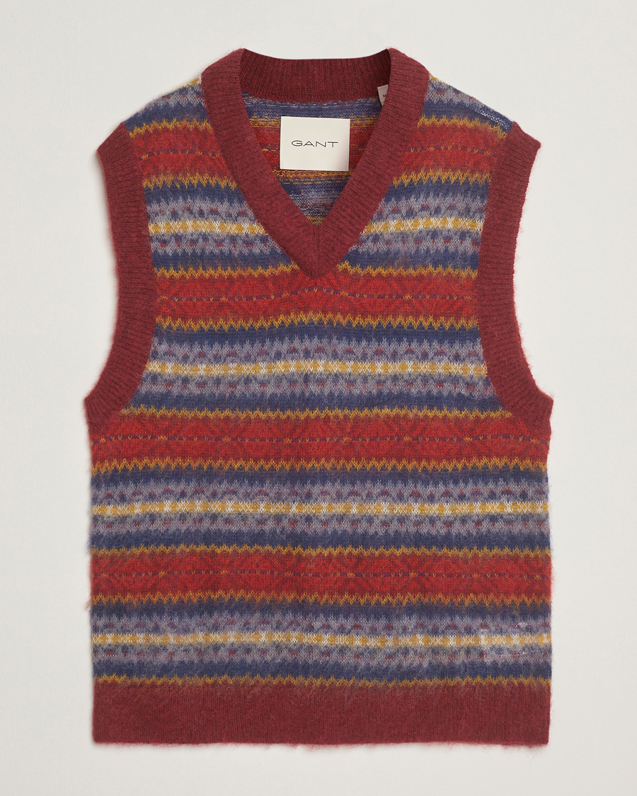 Mies | Puserot | GANT | Brushed Fair Isle Vest Plumped Red